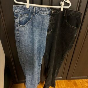 SHEIN Blue and Black Wide Leg Jeans